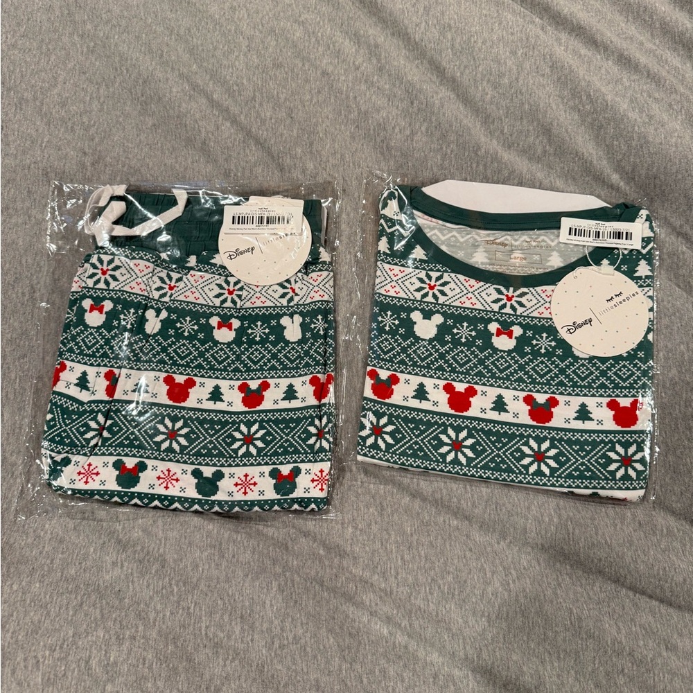 Little Sleepies Green and Red Holiday Pajama Set Disney